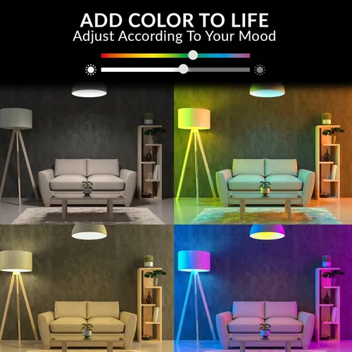 Vista 3 de Himalayan Glow Bombilla LED, cambio de color RGB y regulable, 9.5 W, control WiFi, bombilla multicolor, compatible con Alexa, Google Home