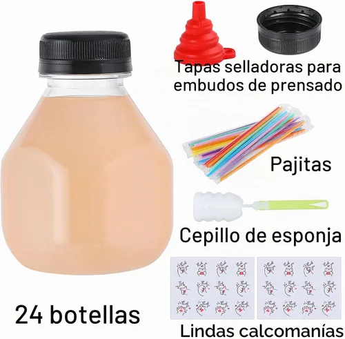 Vista 4 de Fhxtcygj - 24 botellas de plástico de 8 onzas con tapas, contenedor de jugo con tapas