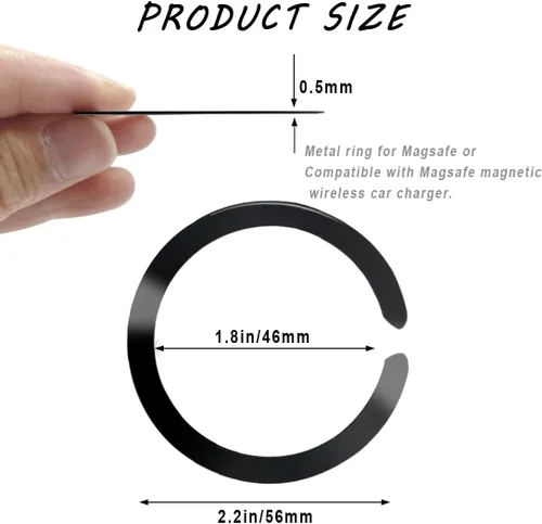 Vista 2 de 12 calcomanías universales de anillo de metal compatibles con MagSafe de carga inalámbrica magnética para iPhone 17/16/15/14/13/12 Pro Mini Max