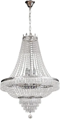 Vista 11 de TFCFL Candelabro de cristal de lujo moderno con 12 luces, acabado dorado, clásico imperio K9, lámpara de techo de cristal, montaje empotrado