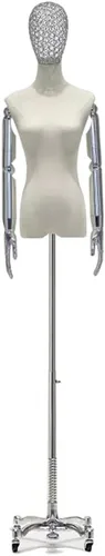 Vista 12 de Maniquí de forma de vestido femenino con ruedas universales, cuerpo de modelo, torso con brazos y cabeza desmontables para ferias de manualidades