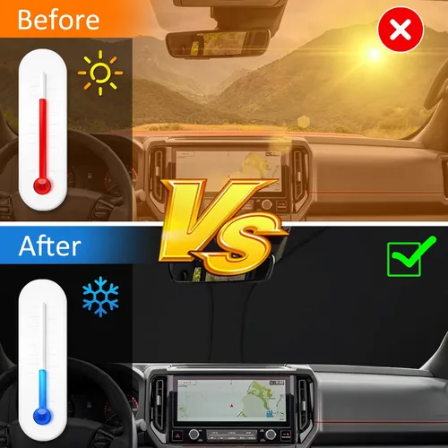Vista 2 de D-Lumina Parasol plegable para parabrisas con bandera de EE. UU. para Nissan Frontier 2022, 2023, 2024, 2025, protector de sol frontal bloquea rayos