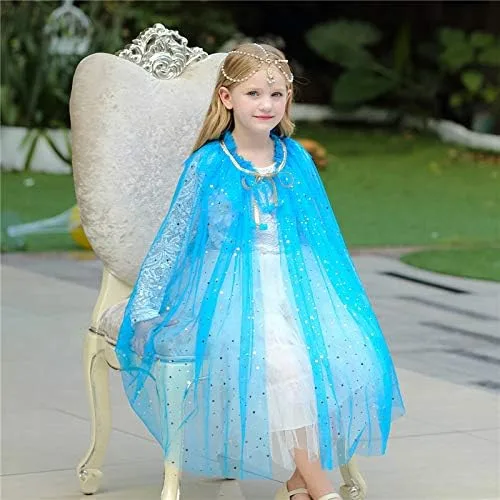 Vista 5 de Capa de capa para niñas princesa brillante para Halloween Navidad cumpleaños azul