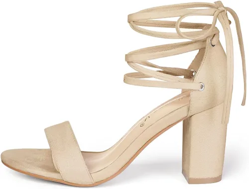 Vista 7 de Allegra K - Sandalias de tacón alto con cordones para mujer