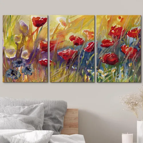 Vista 320 de wall26 Lienzo enmarcado para pared, juego de arte de acuarela pastel, paisaje rural, ilustraciones con formas abstractas, arte moderno, decorativo