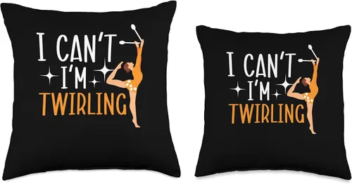 Vista 3 de I Can't I'm Twirling Baton Twirler Baton Twirling Throw Pillow