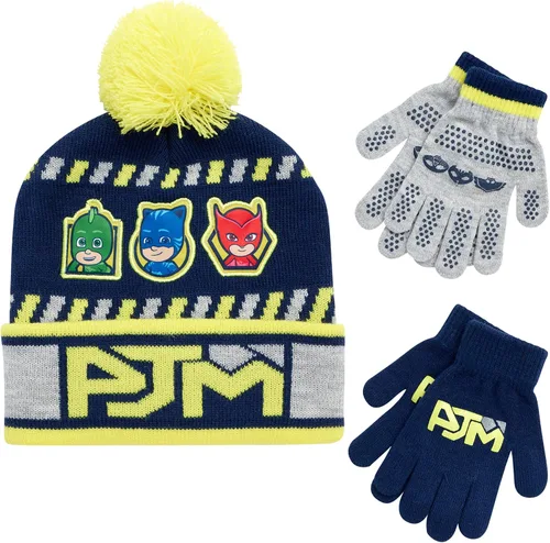 Vista 9 de PJ Masks Conjunto de gorro de invierno y 2 pares de guantes o mitones (edad 2-7)