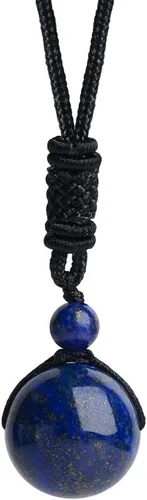 Vista 19 de iSTONE Collar unisex con dije de cuentas redondas auténticas, cadena de cuerda negra de 24 pulgadas para hombres y mujeres
