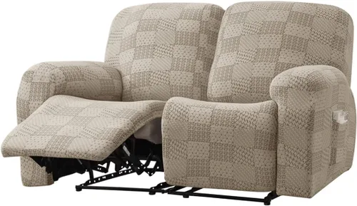 Vista 26 de vctops 10 fundas geométricas para sofá reclinable copetudo, suaves, elásticas y suaves de 4 asientos, funda antideslizante para sofá, protector