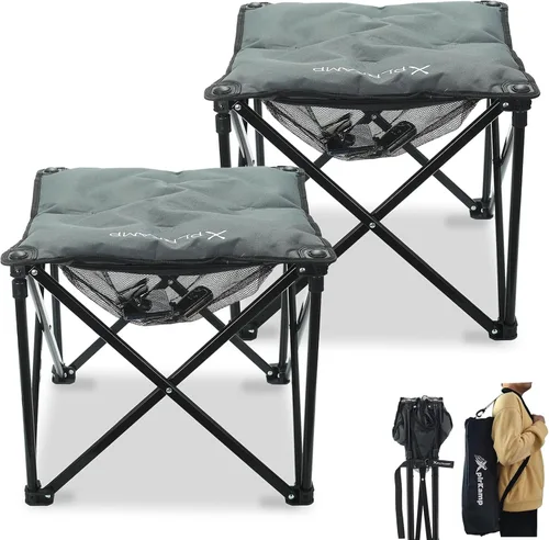 Vista 8 de Taburete acolchado para campamento, reposapiés de gran tamaño de 18 pulgadas, silla de campamento plegable para exteriores, silla otomana portátil