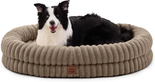 Vista 11 de Cama ortopédica para perro, funda lavable, sofá de piel Gris oscuro