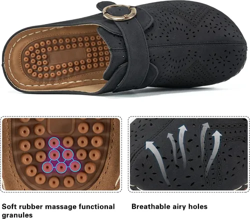 Vista 3 de Alicegana Zuecos casuales de verano para mujer, con soporte de arco, zapatos de cuña cómodos