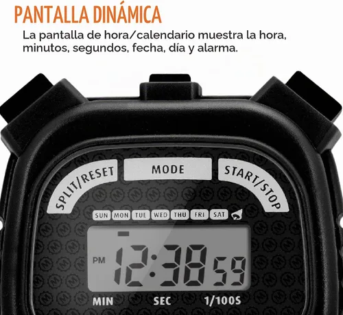 Vista 4 de Cronómetro digital MARATHON Adanac 3000 con pantalla extra grande y botones, resistente al agua, negro, 1