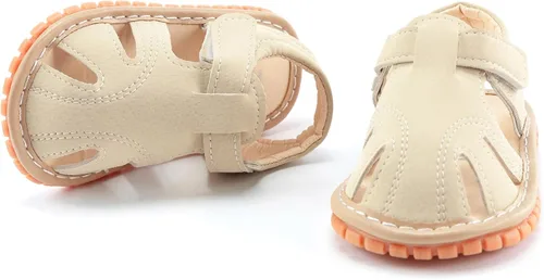 Vista 7 de SOFMUO Sandalias chirriantes antideslizantes con suela de goma suave y puntera cerrada, zapatos de verano al aire libre para niños pequeños