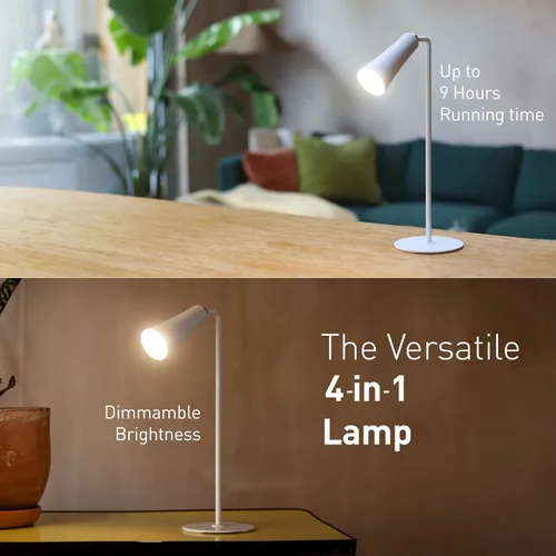 Vista 2 de Lámpara de flauta - Escritorio LED recargable 4 en 1, pared, lámpara de abrazadera y linterna con base magnética, brillo de 4 niveles, brazo