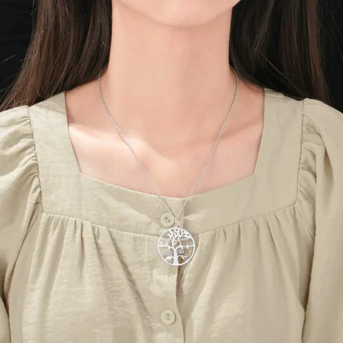 Vista 5 de Collar Kaululu con nombre personalizado para la familia, con 1-9 nombres grabado, colgante de árbol de vida, collar para mujer, hombre y familia