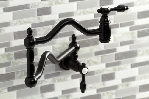 Vista 3 de Kingston KS2100TAL Tudor - Grifo de llenado de ollas para montaje en pared, color negro mate Mate negro