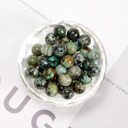 Vista 3 de 65 cuentas de turquesa africana de 0.236 pulgadas, piedra natural, piedras preciosas redondas auténticas para hacer pulseras de bricolaje, joyas