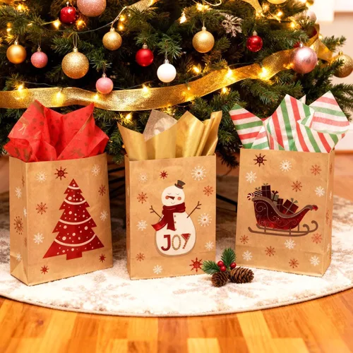 Vista 4 de Bobobag Papel de seda de Navidad de 20 x 20, 80 hojas para bolsas de regalo - Papel de seda dorado para regalos de Navidad y celebraciones