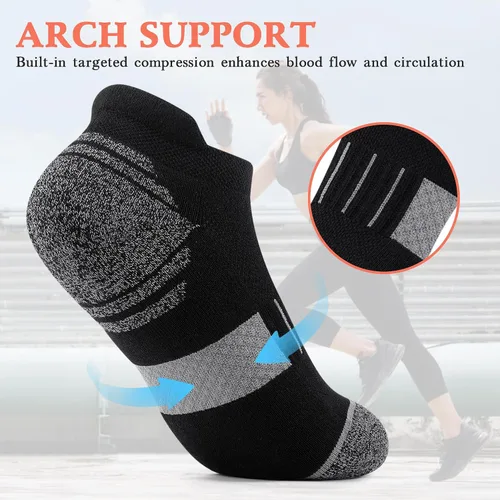 Vista 5 de Amutost Calcetines tobilleros para mujer, calcetines atléticos para correr, cómodos, acolchados, 6 pares