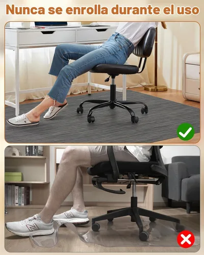 Vista 4 de Blvornl Alfombrilla para Silla de Oficina para Suelo de Madera Dura, 35.4"×47.2" Alfombrilla de Escritorio para Computadora para Madera Dura Negro