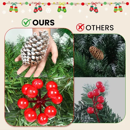 Vista 8 de Guirnalda de Navidad con luces de 9 pies, guirnalda de Navidad artificial de 250 piezas de ratán verde, decoración artificial para escaleras, pared