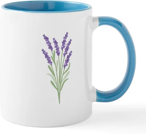 Vista 29 de CafePress Tazas de flores de lavanda 11 oz (11.0 fl oz) Taza de café de cerámica Blanco