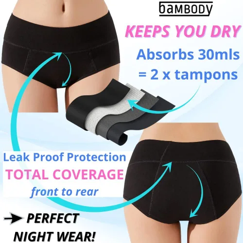 Vista 2 de Bambody - Calzones absorbentes Bragas Period Ropa interior de maternidad y posparto