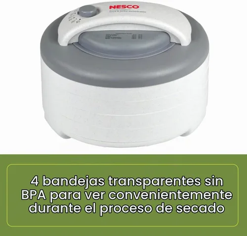 Vista 3 de Nesco FD-61 Snackmaster Encore Deshidratador de alimentos para excelente Jerky y bocadillos, 4 bandejas, gris