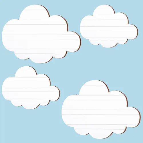 Vista 7 de Ferraycle 4 piezas de decoración de pared de madera de nube, nubes colgantes blancas extraíbles para guardería, dormitorio, sala de estar, 2