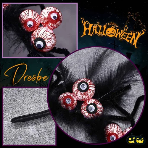 Vista 7 de DRESBE Diadema de ojos de Halloween, diadema de ojos negros, accesorios para el cabello para mujeres y niñas