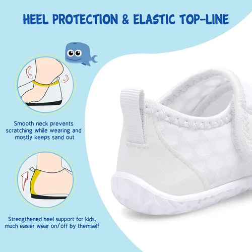 Vista 4 de LeIsfIt Zapatos de agua para niños y niñas, calcetines acuáticos transpirables para nadar, antideslizantes, zapatos de playa descalzos