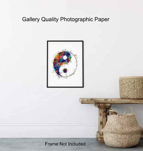 Vista 8 de Yin Yang - Impresión artística inspiradora de acuarela zen, foto sin marco de 8 x 10 pulgadas, regalo motivacional para meditación, fanáticos