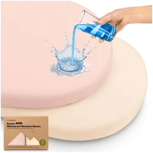Vista 13 de Paquete de 2 sábanas orgánicas para cuna para niños, niñas, sábana bajera (lino azul) 100% Cotton Bassinet Mattress Sheets, Compatible with Halo