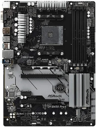 Vista 2 de ASRock B450 Pro4 ATX - Placa base AM4 para CPU Ryzen 2000-5000, DDR4 3200+ (OC), PCIe 3.0, Dual M.2, HDMI/DP/D-Sub