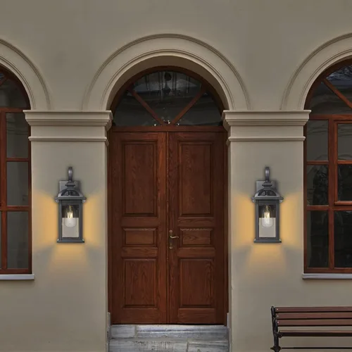 Vista 8 de Darkaway Accesorios de iluminación exterior para montaje en pared, aplique de pared al aire libre con vidrio sembrado, impermeable, accesorio