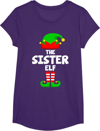 Vista 14 de Sister Elf Matching Family Christmas T-Shirt, Negro