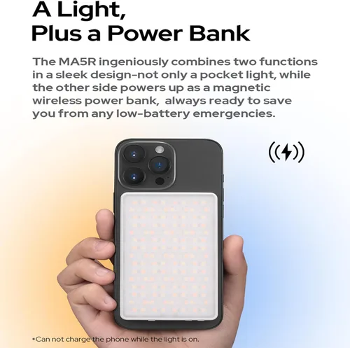 Vista 6 de GODOX MA5R - Luz LED RGB para teléfono, carga magnética, mini luces de video en cámara, iluminación para selfie para fotografía/TikTok/Vlog/Video