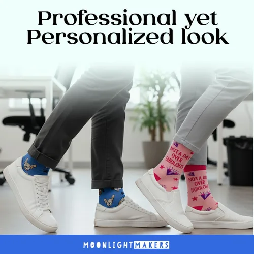 Vista 53 de Moonlight Makers Funny Colored Socks, Novelty Socks, Stocking Stuffer, Unisex Socks