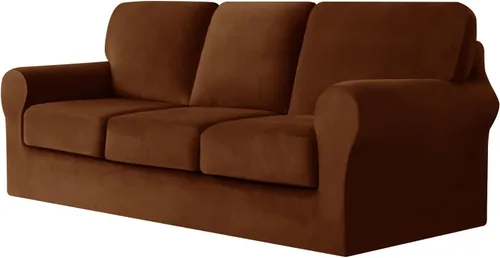 Vista 94 de UNBBRRL Fundas de sofá de 3 piezas para sofá, funda de terciopelo elástico para sillón con 1 funda de cojín de asiento y 1 funda de respaldo