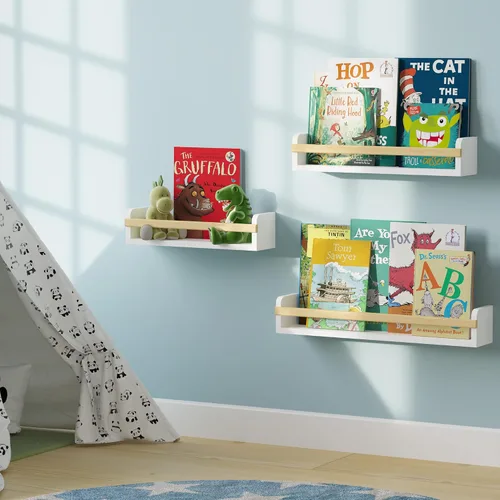 Vista 2 de Wallniture Utah - Estantería flotante para niños, para decoración de guardería, estantes de pared para libros, exhibidor de fotos de varios tamaños