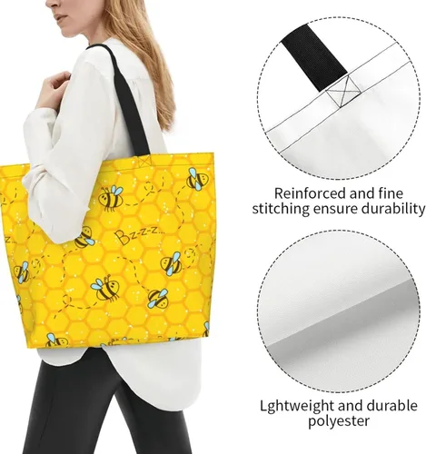 Vista 3 de Bolsa de mano para mujer, bolsa de playa grande, reutilizable, bolsa de comestibles, bolsa de hombro casual, bolsa de mano para compras, viajes