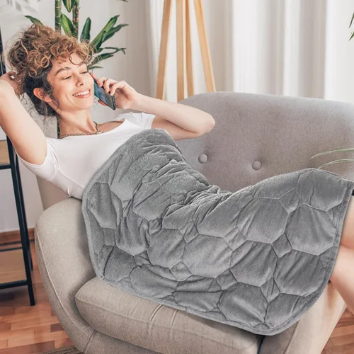Vista 21 de Topblan - Manta pesada para adultos de 12 libras, suaves y cómodas mantas de forro polar con sherpa lanudo, manta pesada de jacquard elegante