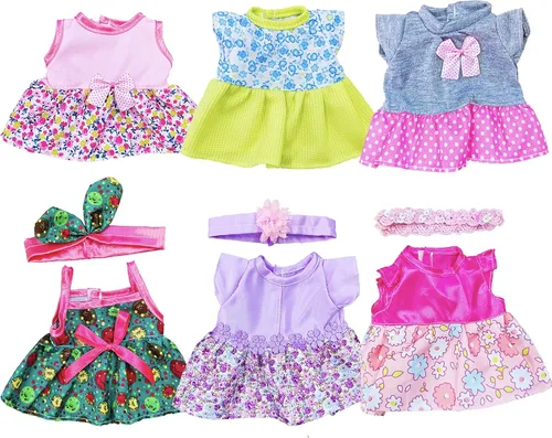 Vista 8 de Ropa de muñeca de bebé – 6 juegos de ropa de niña, vestido de bebé, accesorios para muñecas de 10, 11 y 12 pulgadas.