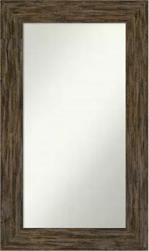 Vista 81 de Amanti Art Espejo personalizado, espejo de baño marrón Fencepost, espejo de pared o espejo de tocador de baño sobre el fregadero (27 x 27 pulgadas)
