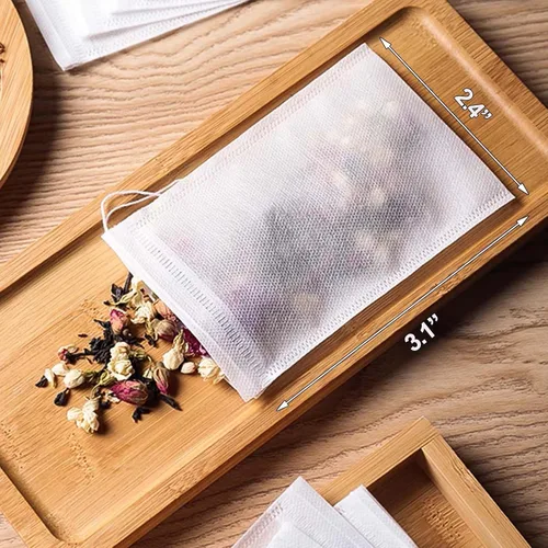 Vista 5 de BlingKingdom 100 bolsas de té vacías de filtro de té molido, bolsas de café molido, bolsa de filtro de café de material seguro y natural, infusor
