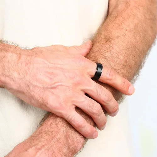 Vista 3 de Anillo giratorio de titanio de tungsteno de 0.2360.315 pulgadas para hombre, tamaño medio, sin níquel, anillo de ansiedad para hombres y mujeres