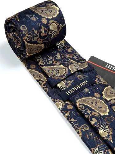 Vista 173 de HISDERN Corbatas para hombre, corbata de cachemira y bolsillo cuadrado tejido clásico floral para hombre, corbata de fiesta de boda