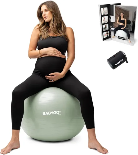 Vista 12 de BABYGO Pelota de Parto – Juego de pelota y libro de yoga para embarazo, trabajo de parto y ejercicio con enfoque en trimestres, fisioterapia