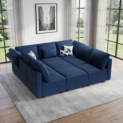 Vista 18 de Vesgantti - Sofás seccionales con asientos de almacenamiento, sofá seccional modular convertible en forma de L de 118" de 4 asientos y 1 otomán